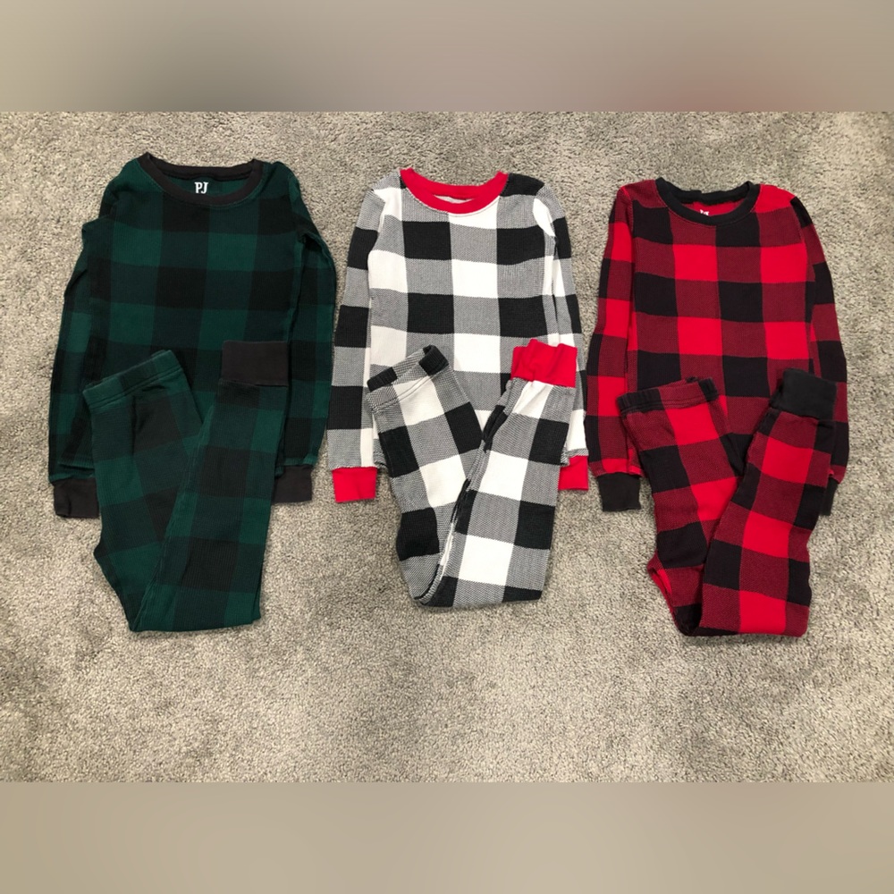 The Children's Place Kids Pajama Sets - Green, Black, Red Plaid